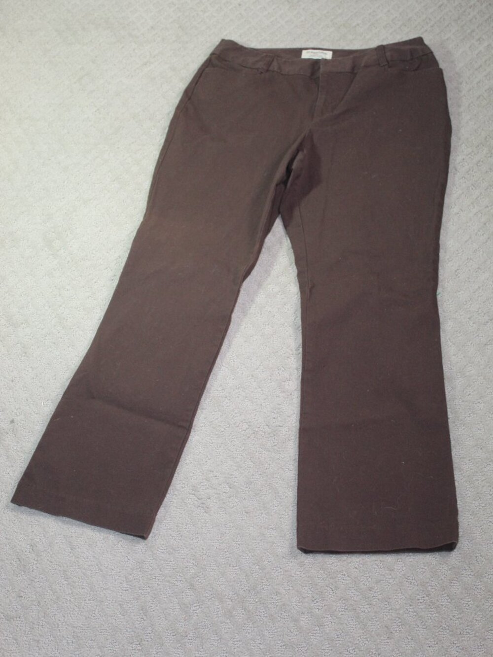 St. John's Bay Size 12P Brown Cotton Spandex Stretchy Straight Leg Pants